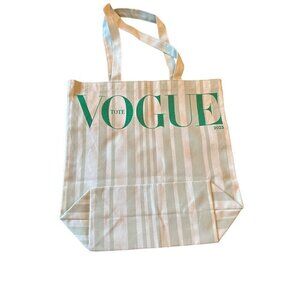 Vogue 2023 Striped Canvas Tote Bag
